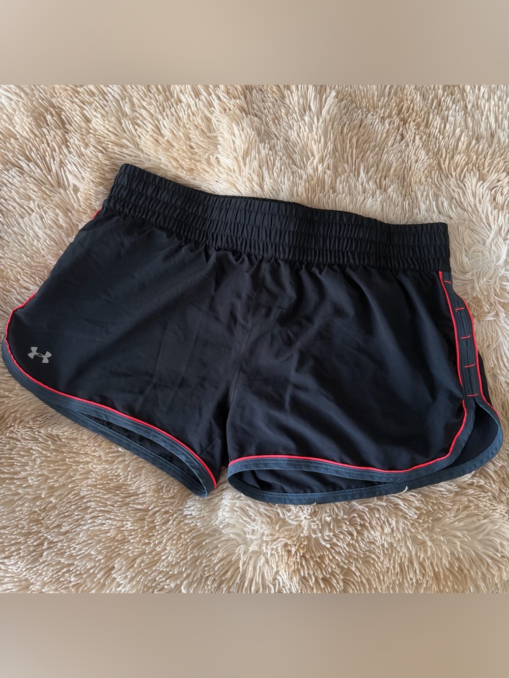 Under Armour Women's Black Athletic Shorts with Red Trim